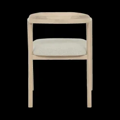 Armstoel SKYE Bouclé Beige - Poot Lichte Eik