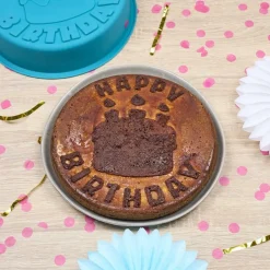 Bakvorm LILY Happy Birthday Sil. Blauw