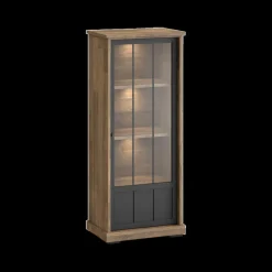 Barkast TOLUCA Old teak/Zwart Rechts B77