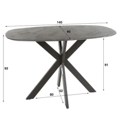 Bartafel ENRICO 140x80 Marmerlook Zwart