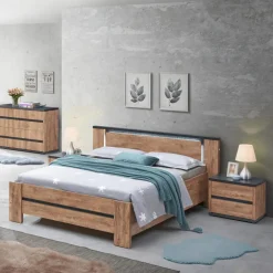 Bed PIPPA Industrial Oak 160x200