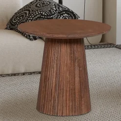 Bijzettafel DOMINGO Mango Lichtbruin Ø50