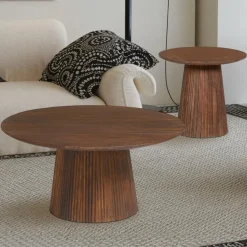 Bijzettafel DOMINGO Mango Lichtbruin Ø50