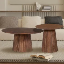 Bijzettafel DOMINGO Mango Lichtbruin Ø50