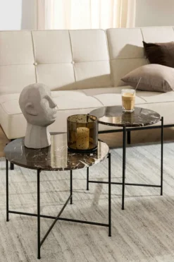 Bijzettafel FREJA Brown Emperador Marble