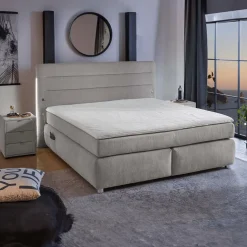 Boxspring LELYSTAD Chenille Grijs 180x200