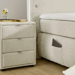 Boxspring LELYSTAD Chenille beige 180x200