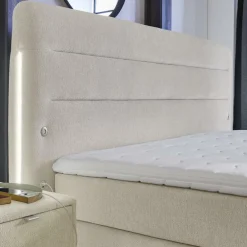 Boxspring LELYSTAD Chenille beige 180x200