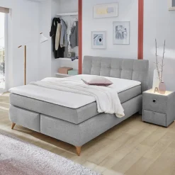 Boxspring STAPHORST Stof 369/09 Lichtgrijs 140x200