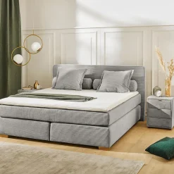 Boxspring TILBURG Ribfluweel 426/29 Grijs 180x200