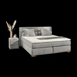 Boxspring TILBURG Ribfluweel 426/29 Grijs 140x200
