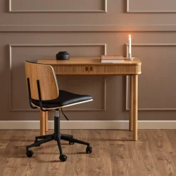 Bureaustoel MIKKEL PU Zwart/Eik Fineer