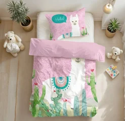 Dekbedovertrek HOLA LAMA 140 Roze