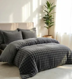 Dekbedovertrek POMPOM 240 Antraciet