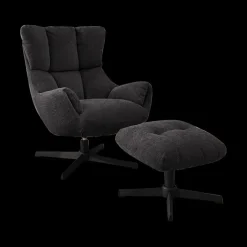 Draaizetel LIONEL met Poef Antraciet