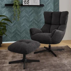 Draaizetel LIONEL met Poef Antraciet