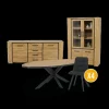 Eetkamer ANTONIO: Dressoir + Glaskast + Tafel 220x110 + 4x ALTEA Antraciet
