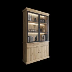 Eetkamer CASTELLO: Dressoir + Vitrinekast + Eettafel 210 + 4x Stoelen ALBA Plume