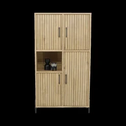 Eetkamer JAKARTA: Dressoir + Barkast + Tafel 225x100 + 4x stoelen ALICIA Touch Pearl