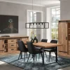 Eetkamer VERDUN: Dressoir + Combikast + Tafel 200x100 + 4 stoelen LISSONI PU Zwart