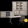 Eetkamer VIENNA: Dressoir + Glaskast B238 + Tafel 190x95 + 4x Stoel DIEGO Bruin