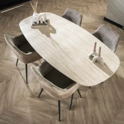 Eettafel CEZANNE Deens Ovaal Keramiek Travertin 180x90