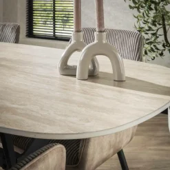 Eettafel CEZANNE Deens Ovaal Keramiek Travertin 180x90