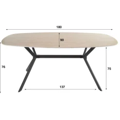 Eettafel CEZANNE Deens Ovaal Keramiek Travertin 180x90