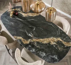 Eettafel DELANO Deens Ovaal 180x90 Keramiek Zwart