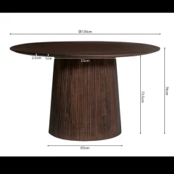 Eettafel DOMINGO Mango Donkerbruin Ø130