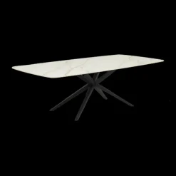 Eettafel DOMINIK 240x120 Keramiek Wit/Cognac