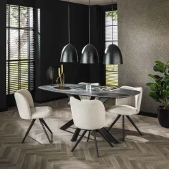 Eettafel ENRICO Marmerlook Zwart 180x90