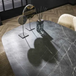 Eettafel ENRICO Marmerlook Zwart 180x90