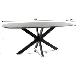 Eettafel ENRICO Marmerlook Zwart 180x90