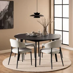 Eettafel MARIS Zwart Eikfineer Ø140cm