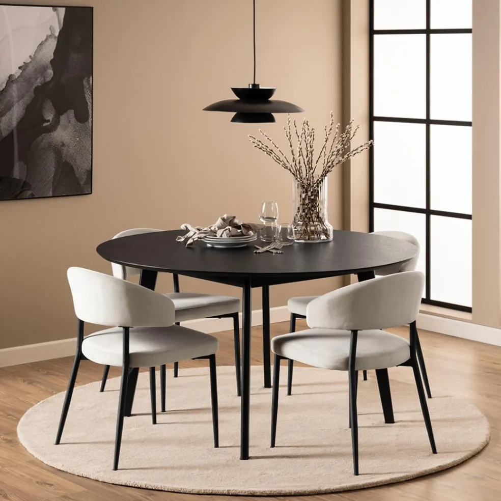 Eettafel MARIS Zwart Eikfineer Ø140cm