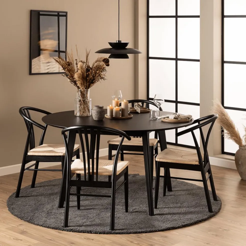 Eettafel MARIS Zwart Eikfineer Ø140cm