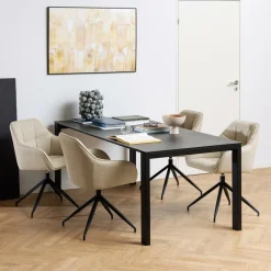 Eettafel TUVA Keramiek zwart 200x90