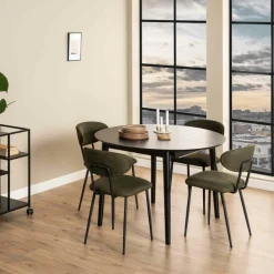 Eettafel Verlengbaar VEZNA Ø115/Ø154 Zwart Eikfineer