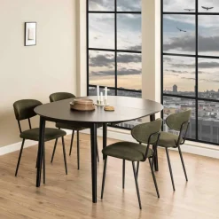 Eettafel Verlengbaar VEZNA Ø115/Ø154 Zwart Eikfineer