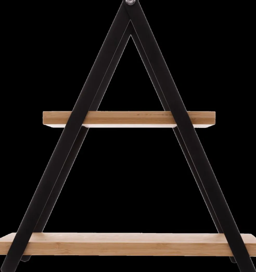 Etagère APRIX 2Niv. Met. Zwart/Bamboe