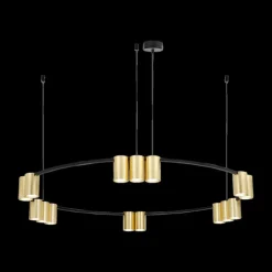 Hanglamp ISE 15Del. Geborst. Goud/Zwart