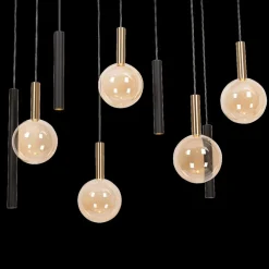 Hanglamp JOSIANE 12Del. Zwart/Amber