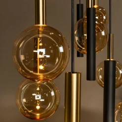 Hanglamp JOSIANE 12Del. Zwart/Amber