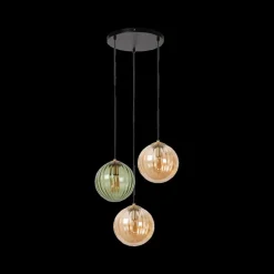 Hanglamp MONSARAZ 3Del. Glas Groen/Amber