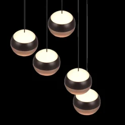 Hanglamp ORBIT 5Del. Rond Zwart/Coffee