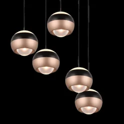 Hanglamp ORBIT 5Del. Rond Zwart/Coffee