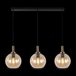 Hanglamp OSIRA 3Del. Zwart/Glas Amber