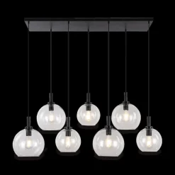 Hanglamp OSIRA 7Del. Zwart/Glas Helder