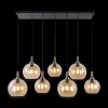 Hanglamp OSIRA 7Del. Zwart/Glas Amber